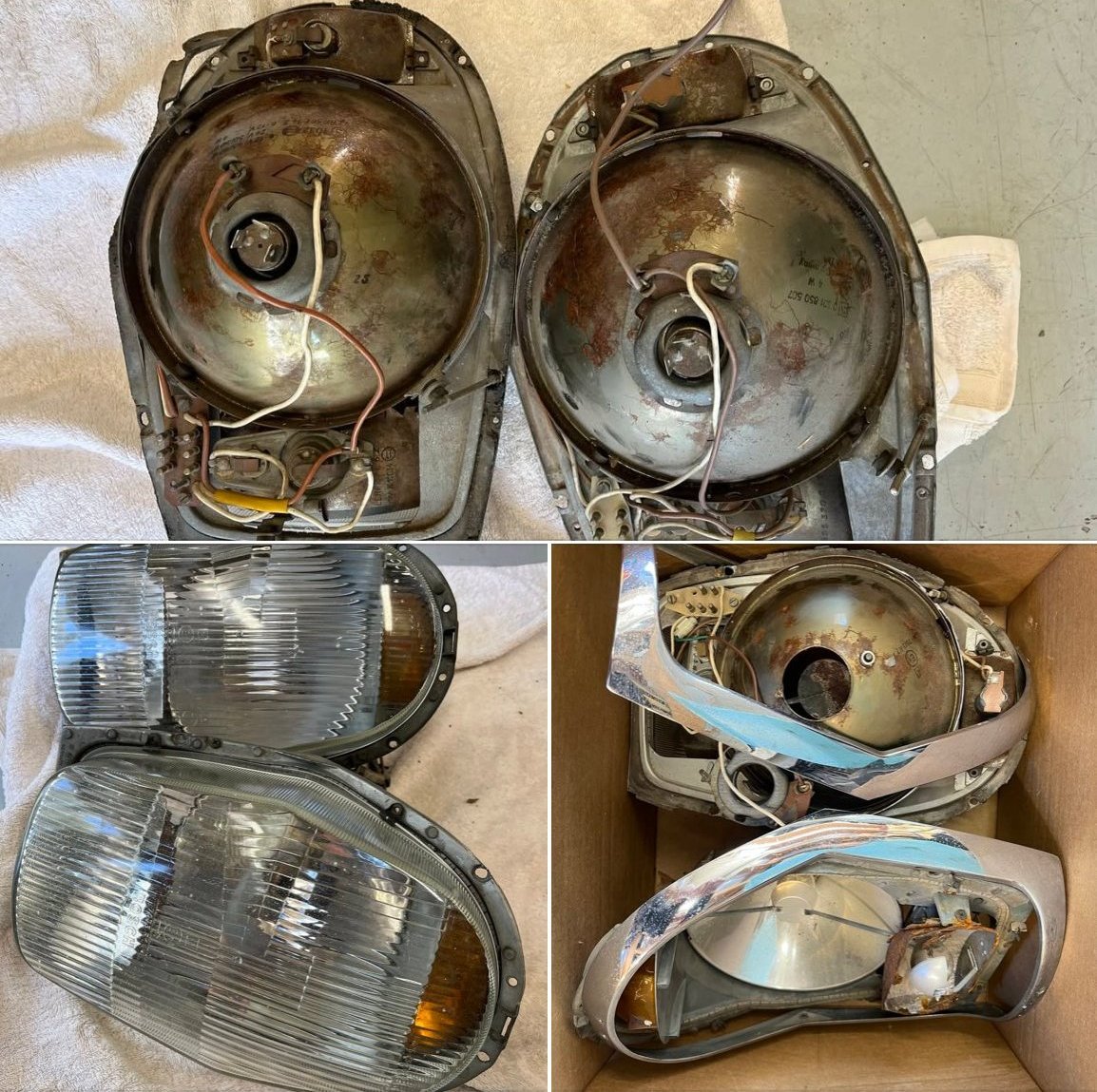 W108 pair of stacked headlights + 2 spare backs $200 ono Villawood NSW